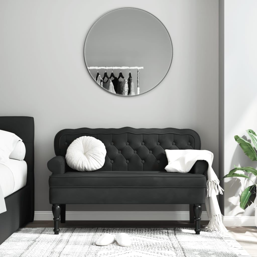 Panca con Schienale Nera 119£¬5x64£¬5x75 cm in Velluto£¬Panca Imbottita£¬Panchina Imbottitura£¬Divano Imbottito£¬Divano a 2 posti£¬Divani da Soggiorno£¬Sof¨¤ Divanetto£¬#3