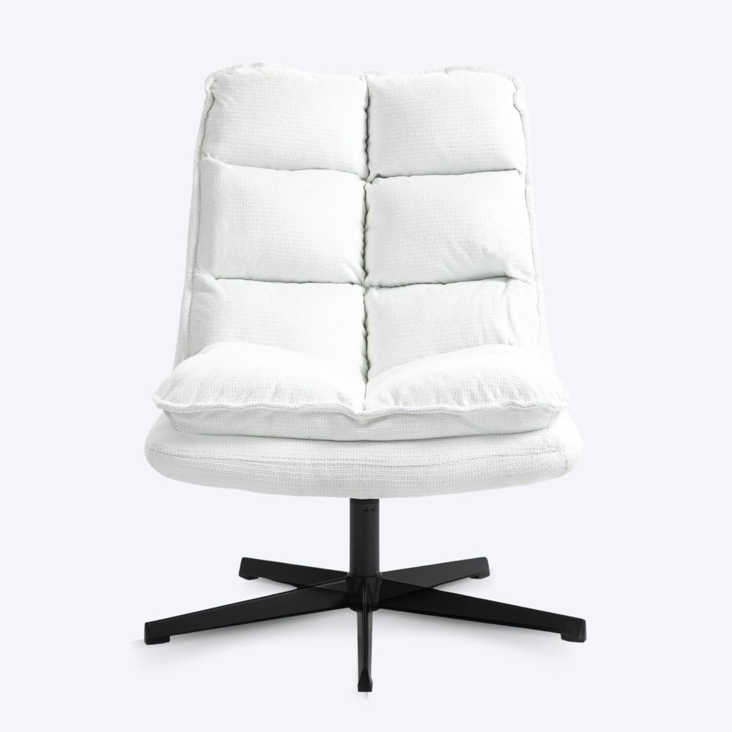 Poltrona Imbottita Girevole a 360¡ã Sedia da Salotto con Braccioli Poltroncina Relax con Schienale Pieghevole per Camera da Letto Soggiorno£¬Bianco£¬65x79.5x85cm