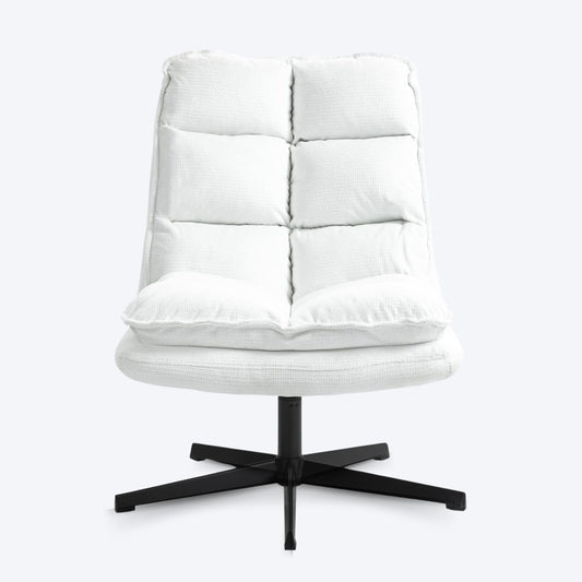 Poltrona Imbottita Girevole a 360¡ã Sedia da Salotto con Braccioli Poltroncina Relax con Schienale Pieghevole per Camera da Letto Soggiorno£¬Bianco£¬65x79.5x85cm